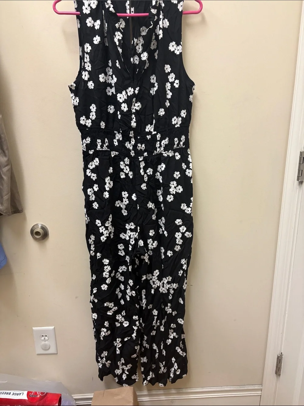 GAP Black Jumpsuit with White Floral Print
